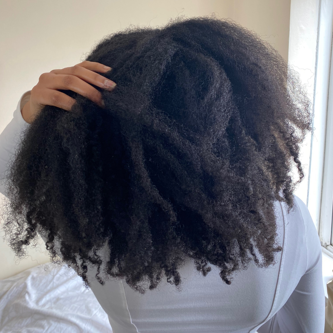 a picture of my own high porosity hair in a natural hair, type 4, braid out